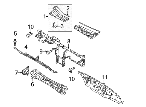 2008 Kia Spectra5 Cowl Panel Complete-Dash Diagram for 643002F061