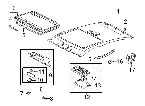 2001 Toyota Solara Interior Trim - Roof Sunshade Diagram for 63306-06010-A0