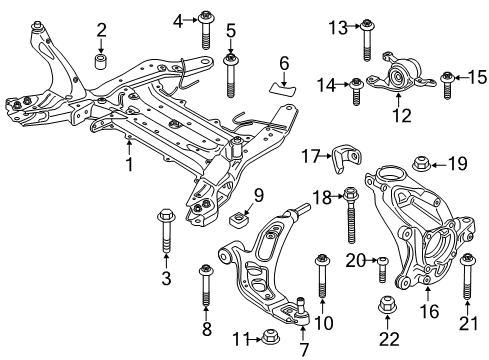 2018 BMW X1 Front Suspension Components, Lower Control Arm, Ride Control, Stabilizer Bar Steering Knuckle, Right Diagram for 31216876854