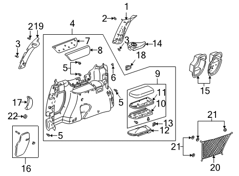 1999 Pontiac Montana Interior Trim - Side Panel Holder-Body Side Rear Trim Panel Cup <Use 1C4J*Graphite Diagram for 10289906