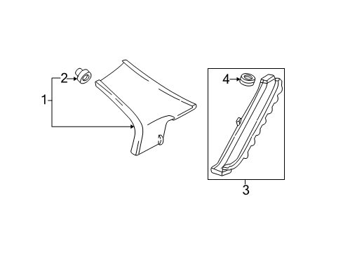 1999 Acura TL Interior Trim - Quarter Panels Garnish Assembly, Right Rear Pillar (Seagull Gray) Diagram for 84131-S0K-A00ZB