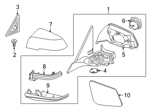 2018 BMW X2 Mirrors Seal, Outer Left Mirror Triangle Diagram for 51337420821