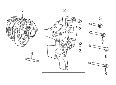 2016 GMC Sierra 1500 Alternator Mount Bracket Bolt Diagram for 11611266