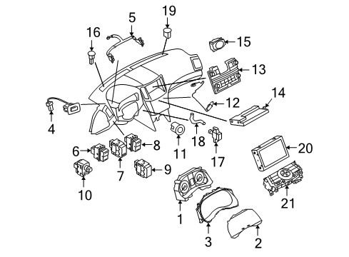 2009 Infiniti EX35 Instruments & Gauges Instrument Cluster Speedometer Assembly Diagram for 24820-1BA1C