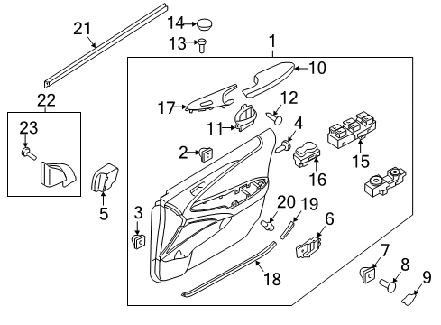 2014 Hyundai Sonata Front Door Interior Door Handle Assembly, Left Diagram for 82610-3S010