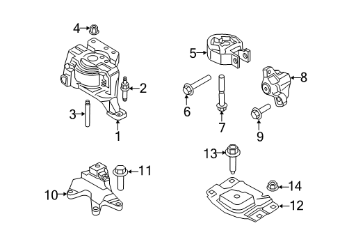 2016 Lincoln MKC Engine & Trans Mounting Upper Mount Diagram for EJ7Z-6068-B