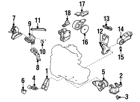 1989 Nissan Sentra Engine & Trans Mounting Buffer Bracket, Front Diagram for 11356-77A00