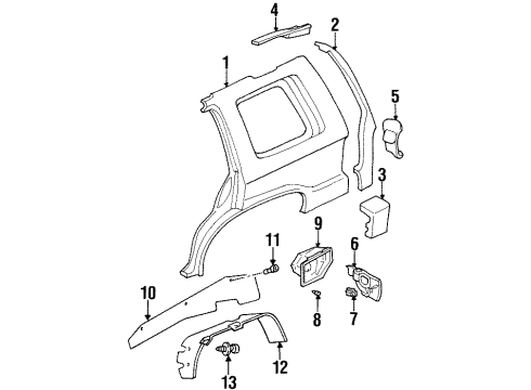 1996 Acura SLX Quarter Panel & Components Liner Inner, Fender Diagram for 8-97106-342-4