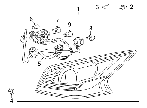 2014 Nissan Altima Bulbs Lamp Assembly-Rear Combination LH Diagram for 26555-3TA0B