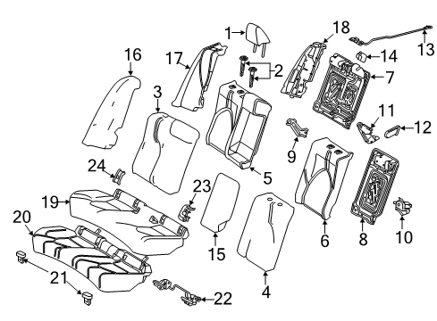 2021 Toyota Camry Rear Seat Components Seat Cushion Pad Diagram for 71503-07051