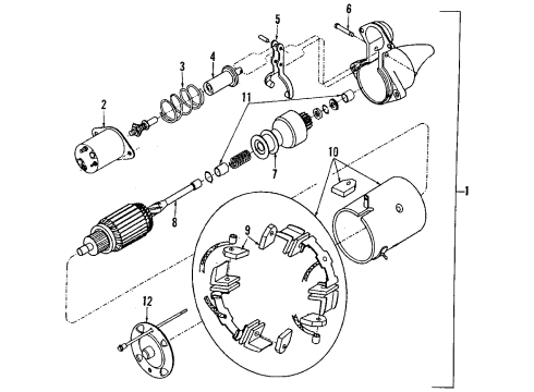 1992 Pontiac Sunbird Starter Drive, Starter Diagram for 10473700