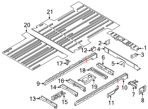 2015 Ford Transit-150 Rear Floor & Rails Rear Floor Pan Diagram for CK4Z-61112A22-D