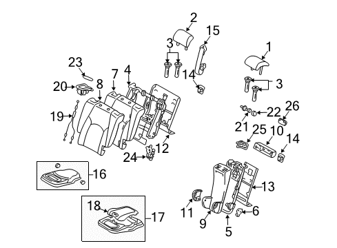 2006 Lexus RX400h Rear Seat Components Rear Seat Armrest Assembly, Center Diagram for 72830-0E010-C1