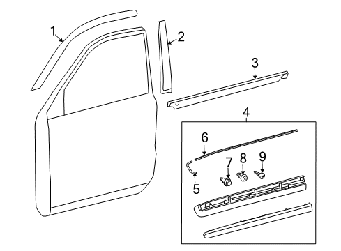 2019 Lexus LX570 Exterior Trim - Front Door MOULDING Assembly, FR Do Diagram for 75710-60090