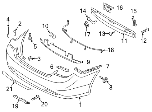 2011 Hyundai Sonata Rear Bumper Bracket Assembly-Rear Bumper Side, RH Diagram for 86614-3S000