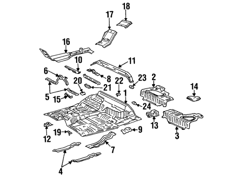 1998 Toyota T100 Cab - Floor Plate Diagram for 58176-35010