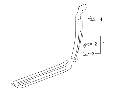 2001 Toyota MR2 Spyder Interior Trim - Quarter Panels Lock Pillar Trim Diagram for 62512-17070-C0