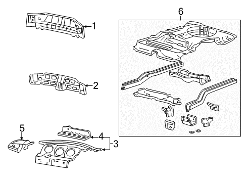 2000 Mercury Sable Rear Body, Rear Upper Body, Floor & Rails Rear Floor Pan Diagram for YF1Z5411215BA