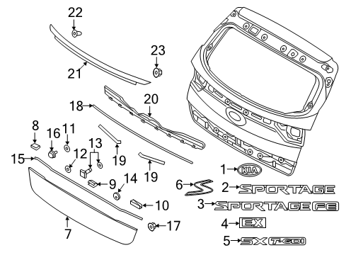 2019 Kia Sportage Exterior Trim - Lift Gate Fastener-Tail Gate Glass Diagram for 871262E000