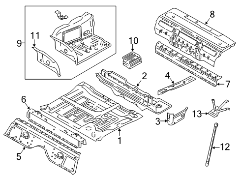 2018 BMW 640i xDrive Gran Turismo Rear Floor & Rails Mounting Bracket Diagram for 51617351494