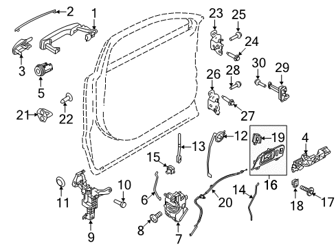 2011 Lincoln MKT Front Door - Lock & Hardware Lock Rod Diagram for AE9Z-7421850-A