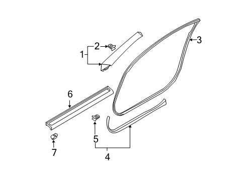 2005 Infiniti G35 Interior Trim - Pillars, Rocker & Floor Garnish Assy-Front Pillar, LH Diagram for 76912-AM803
