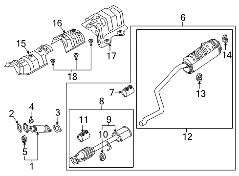 2018 Hyundai Accent Exhaust Components Center Muffler Complete Diagram for 28600-J0200