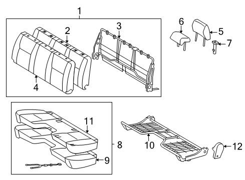 2008 Toyota Tacoma Front Seat Components Seat Back Cover Diagram for 71073-04511-B0