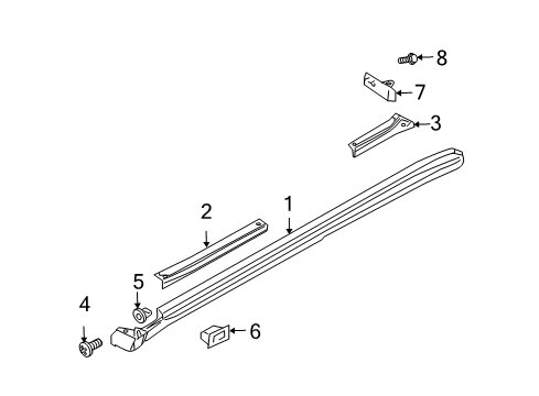 2004 Infiniti FX45 Exterior Trim - Pillars, Rocker & Floor Mudguard-Sill Center, LH Diagram for 76851-CG000