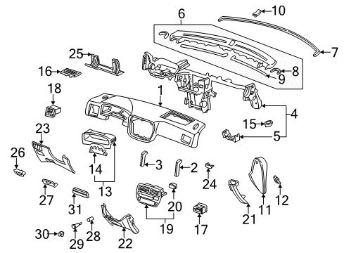 1996 Honda Civic Instrument Panel Lid Assy., Audio Hole Diagram for 77230-SM4-G00