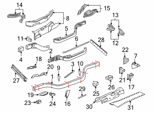 2008 Cadillac XLR Frame & Components Lift Cylinder Mount Bracket Diagram for 10421763