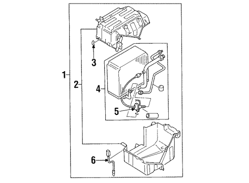 1997 Nissan Maxima A/C Evaporator Components Case Assy-Cooling Unit Diagram for 27284-0L700