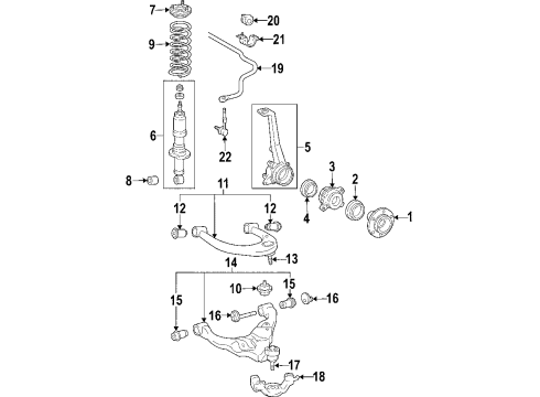 2009 Toyota 4Runner Front Suspension Components, Lower Control Arm, Upper Control Arm, Stabilizer Bar Coil Spring Diagram for 48131-35521