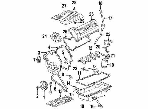 2003 Oldsmobile Aurora Engine Parts, Mounts, Cylinder Head & Valves, Camshaft & Timing, Oil Pan, Oil Pump, Crankshaft & Bearings, Pistons, Rings & Bearings Sprocket-Camshaft Intake Diagram for 12574991