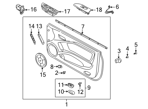 2005 Hyundai Tiburon Switches Power Window Sub-Switch Assembly Diagram for 93575-2C030-LK