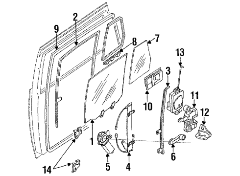 1990 Nissan Pathfinder Tail Gate Motor & Gear Assy-Regulator, RH Diagram for 82730-83P02