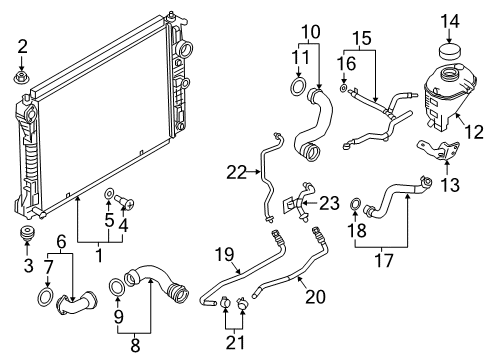 2017 Infiniti Q60 Radiator & Components Radiator Reservoir Tank Assembly Diagram for 21710-4GD0A