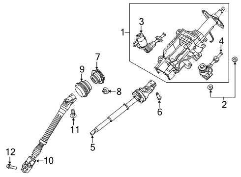 2020 Lincoln Aviator Steering Column & Wheel, Steering Gear & Linkage Upper Shaft Diagram for L1MZ-3E751-A