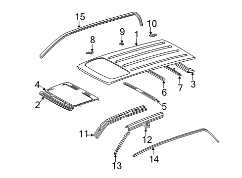 2003 Toyota Sequoia Roof & Components Weatherstrip Diagram for 62382-0C030