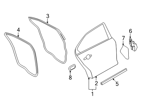 2015 Ford Special Service Police Sedan Rear Door Weatherstrip On Body Diagram for DG1Z-54253A10-AA