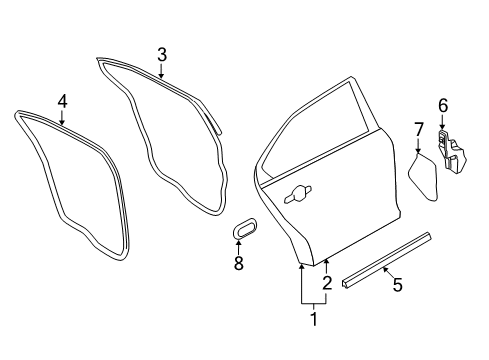 2019 Ford Police Interceptor Sedan Rear Door Weatherstrip On Body Diagram for AG1Z-54253A10-A