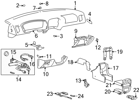 2002 Kia Optima Instrument Panel Ignition Lock Cylinder Diagram for 819003CA00