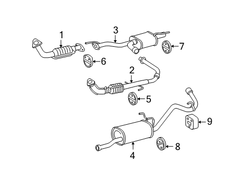 2005 Toyota Tundra Exhaust Components Muffler & Pipe Diagram for 17405-0F040