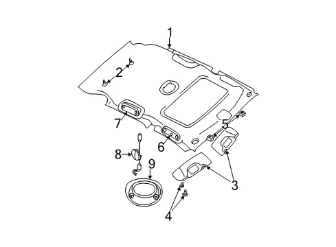 2001 Chrysler PT Cruiser Interior Trim - Roof Lamp-Dome Diagram for JV76MF1