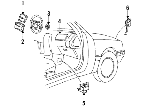 1991 Chrysler LeBaron Air Bag Components Part Diagram for 4728283