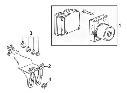 2022 Chevrolet Bolt EUV ABS Components Bracket Diagram for 42569365