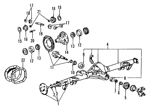 2003 Mercury Grand Marquis Rear Axle, Differential, Propeller Shaft Universal Joints Diagram for 3W1Z-4635-AA