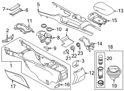 2016 Ford Mustang Console Cup Holder Diagram for GR3Z-6313562-BB