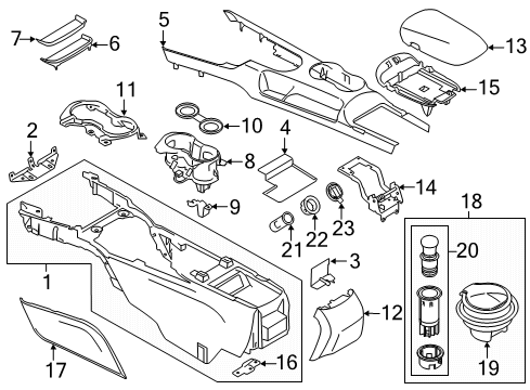 2016 Ford Mustang Console Cup Holder Diagram for GR3Z-6313562-AC