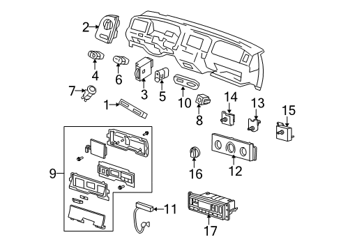 2009 Ford Crown Victoria Cluster & Switches Instrument Cluster Diagram for 9W7Z-10849-A